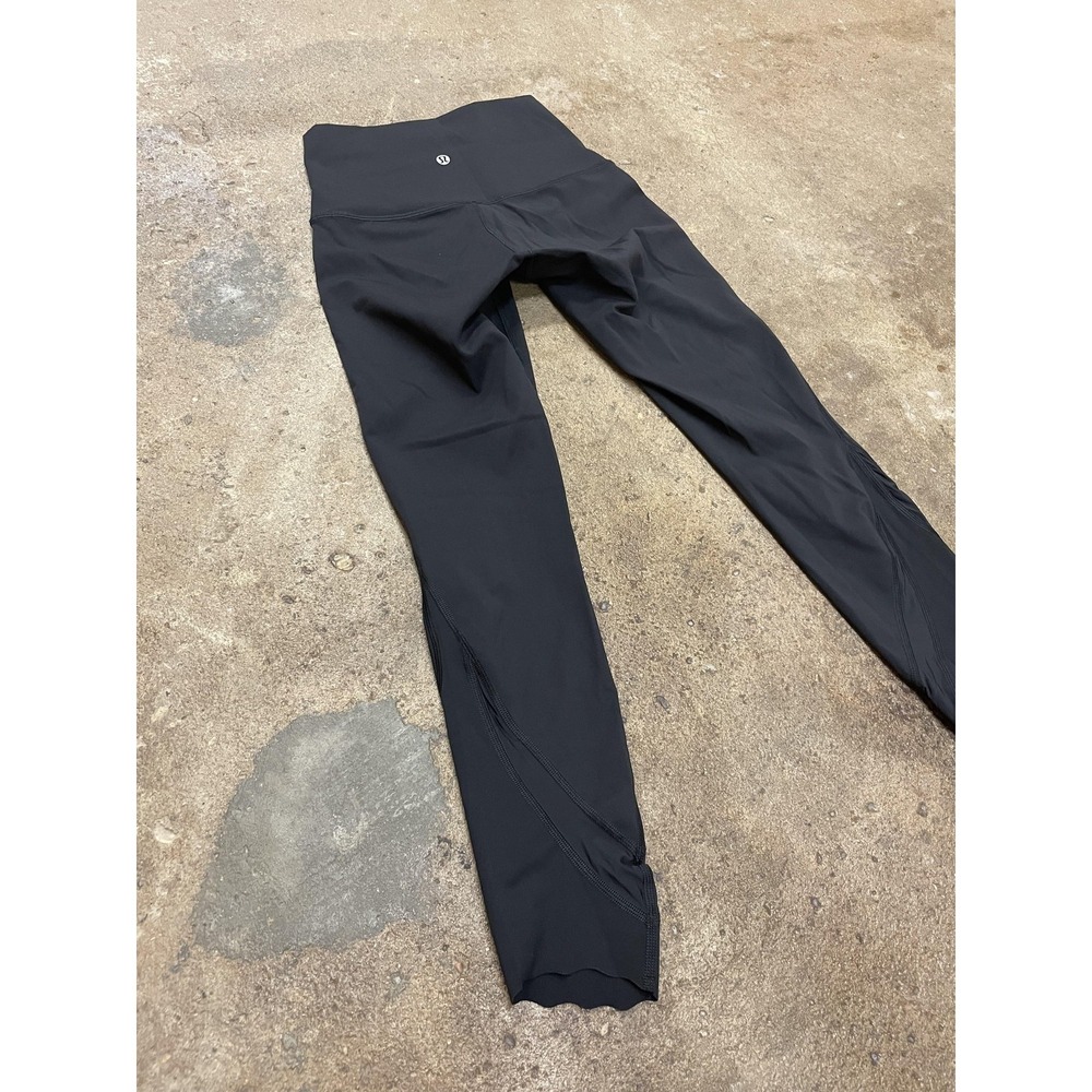 Lululemon Leggings Womens 2 Black High Rise Mesh Panel Cropped Yoga Athletic - Picture 9 of 16